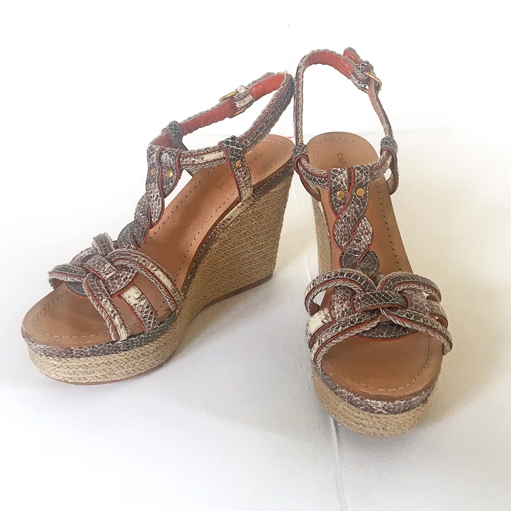 Car Shoe by Prada Slingback Espadrille Wedges